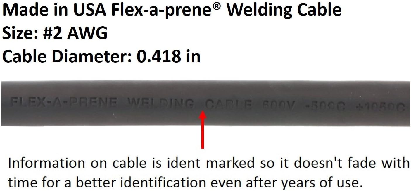 200 Amp Welding Leads Assembly Set - Dinse 10-25 Connector - #2 AWG cable (15 FEET EACH LEAD)