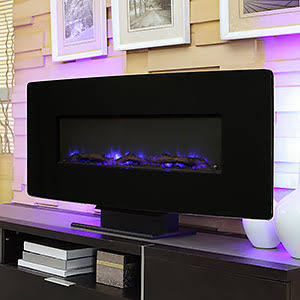 Muskoka 36 in. Curved Front Wall Mount Fireplace, Black Glass