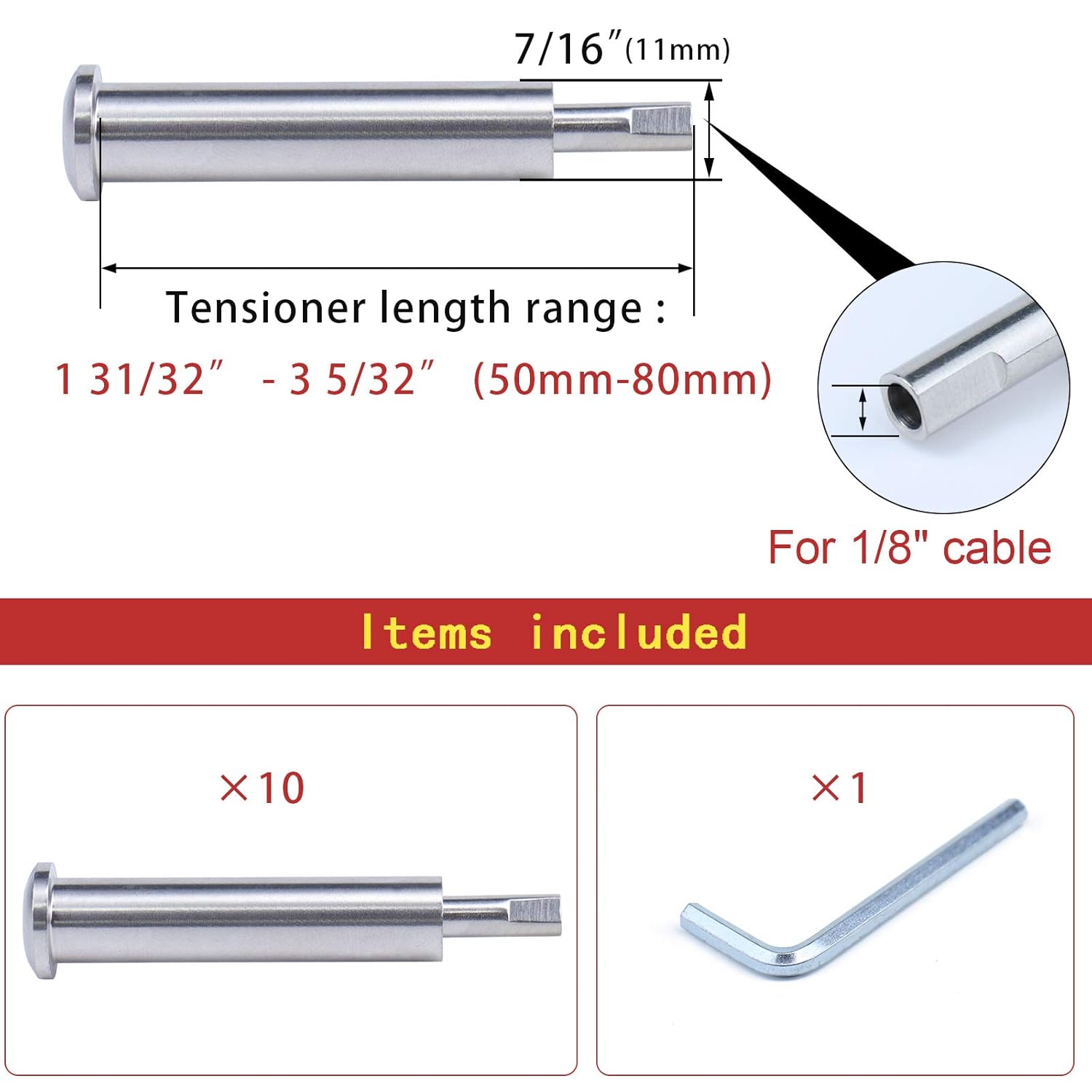 Muzata 20Pair Cable Railing kit Invisible 1/8 Upgraded Swage Tensioner and Terminal Hidden T316 Stainless Steel Round Head for 2-6 Wood Metal Post Deck Stairs WoodHidden System CR37, CV1 CV2