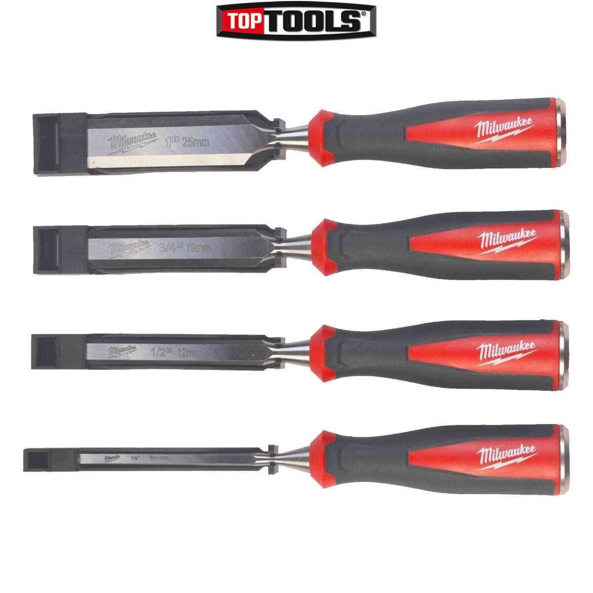 Milwaukee Beveled Edge Chisels Set 4 Piece