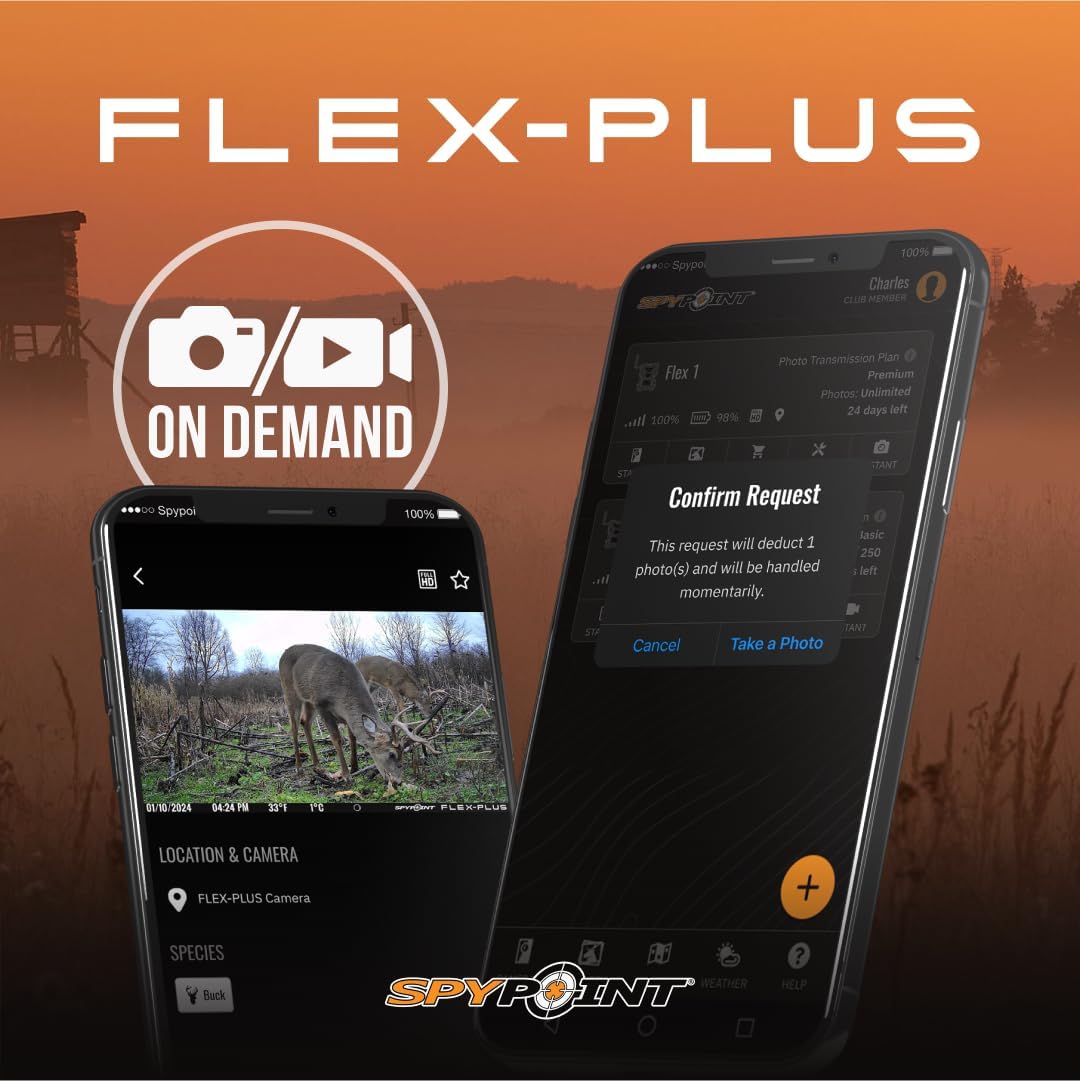 SPYPOINT FLEX-PLUS Cellular Trail Camera, 36MP Photos and 1080p Videos w/Sound, Double The Battery Capacity, GPS-Enabled, Dual-SIM LTE Connectivity, 100' Flash & Detection Range, 4 capture modes