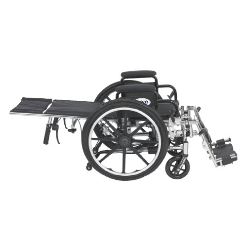Drive Medical Viper Plus Light Weight Reclining Wheelchair with Elevating Leg Rests and Flip Back Detachable Arms, 14'' Seat
