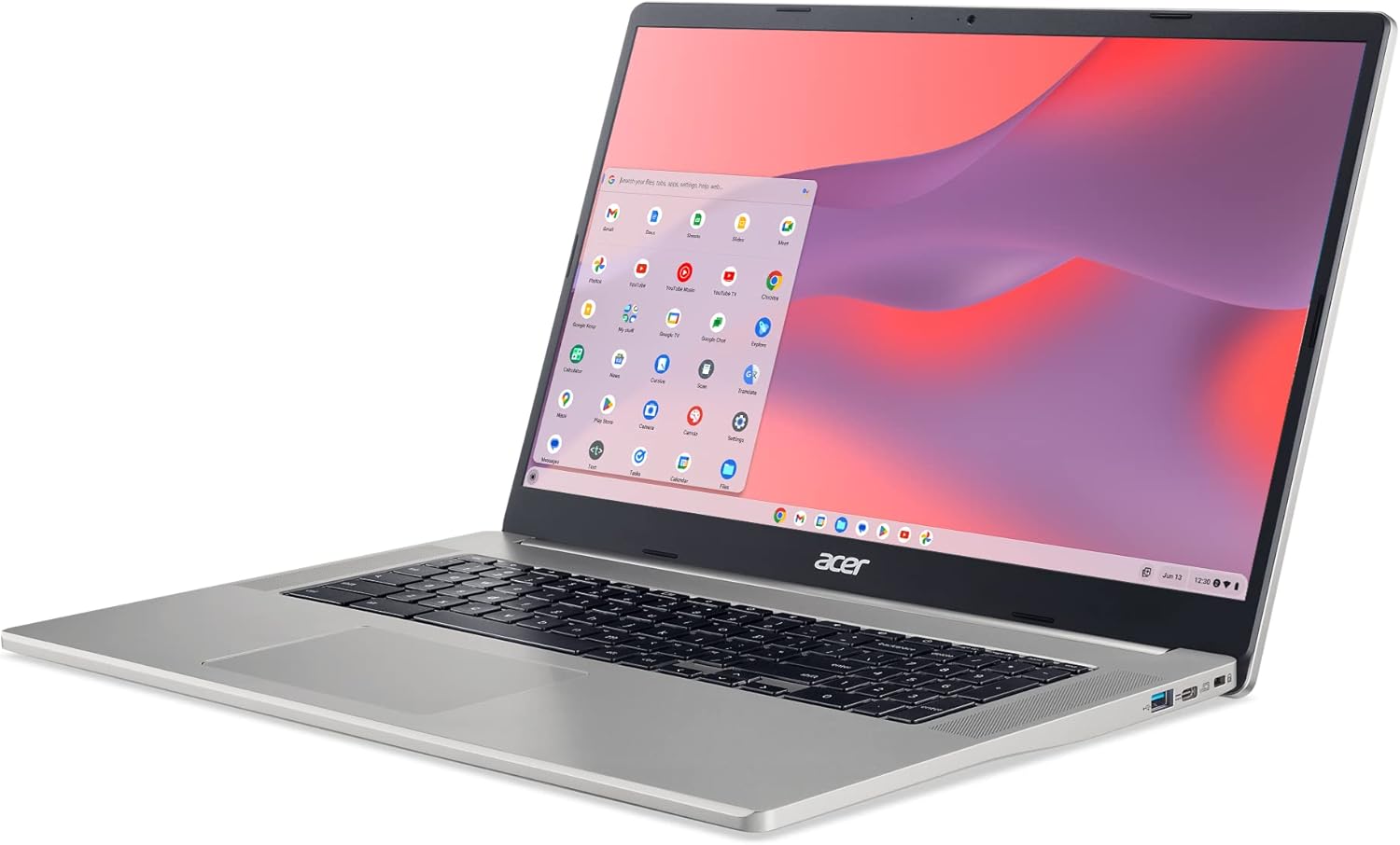 Acer Chromebook 317 CB317-1H-C6RK Laptop | Intel Celeron N4500 | 17.3" Full HD IPS Display | 4GB LPDDR4X | 128GB eMMC | Intel Wireless Wi-Fi 6 AX201 802.11ax | Chrome OS, Silver