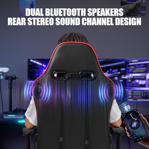 GTPLAYER Gaming Chair with Speakers, Music Gaming Recliner Chair for Adults and Kids, Height Adjustable Computer Game Reclining Chair with Footrest by GTRacing (Black)
