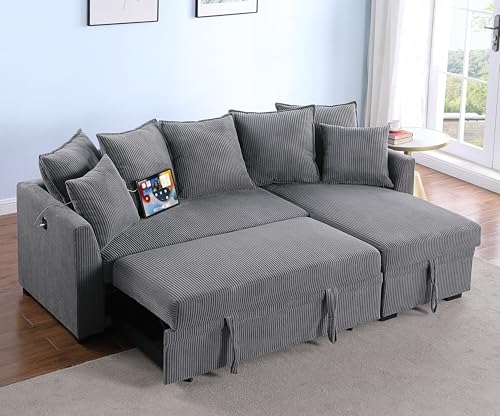 Oversized U-Shaped Sectional Sofa Couch Plush Corduroy Upholstered Modular Deep Seat Sofa&Couch Sectional W/Right Facing Chaise Lounge and 7 Toss Pillows for Home Apartment Living Room Furniture Sets