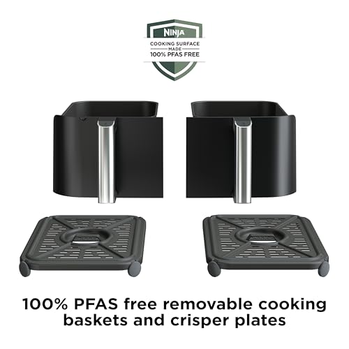 Ninja DZ201 Foodi 8 Quart 6-in-1 DualZone 2-Basket Air Fryer with 2 Independent Frying Baskets, Match Cook & Smart Finish to Roast, Broil, Dehydrate & More for Quick, Easy Meals, Grey