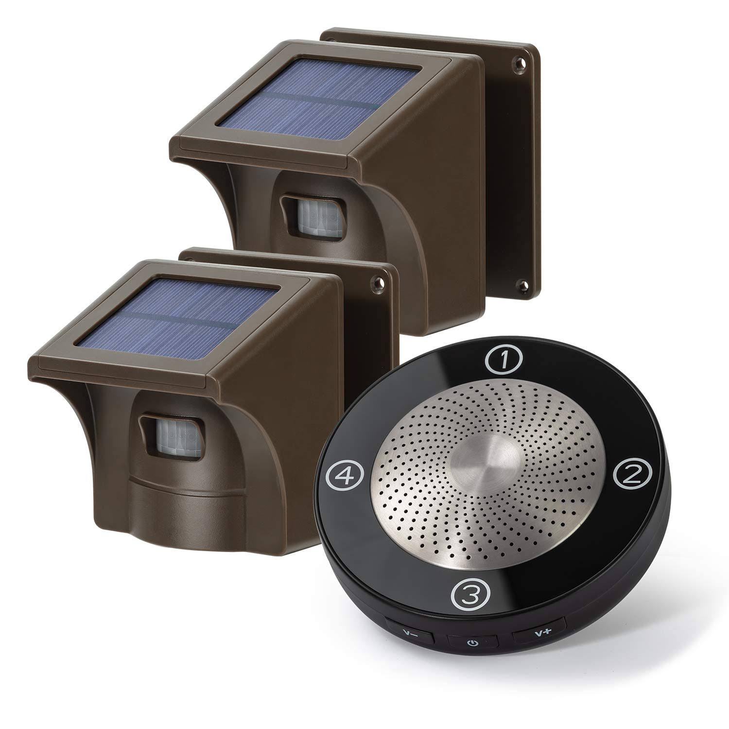 eMACROS 1/2 Mile Long Range Solar Wireless Driveway Alarm Outdoor Weather Resistant Motion Sensor &amp; Detector-Security Alert System-Monitor &amp; P - Megean