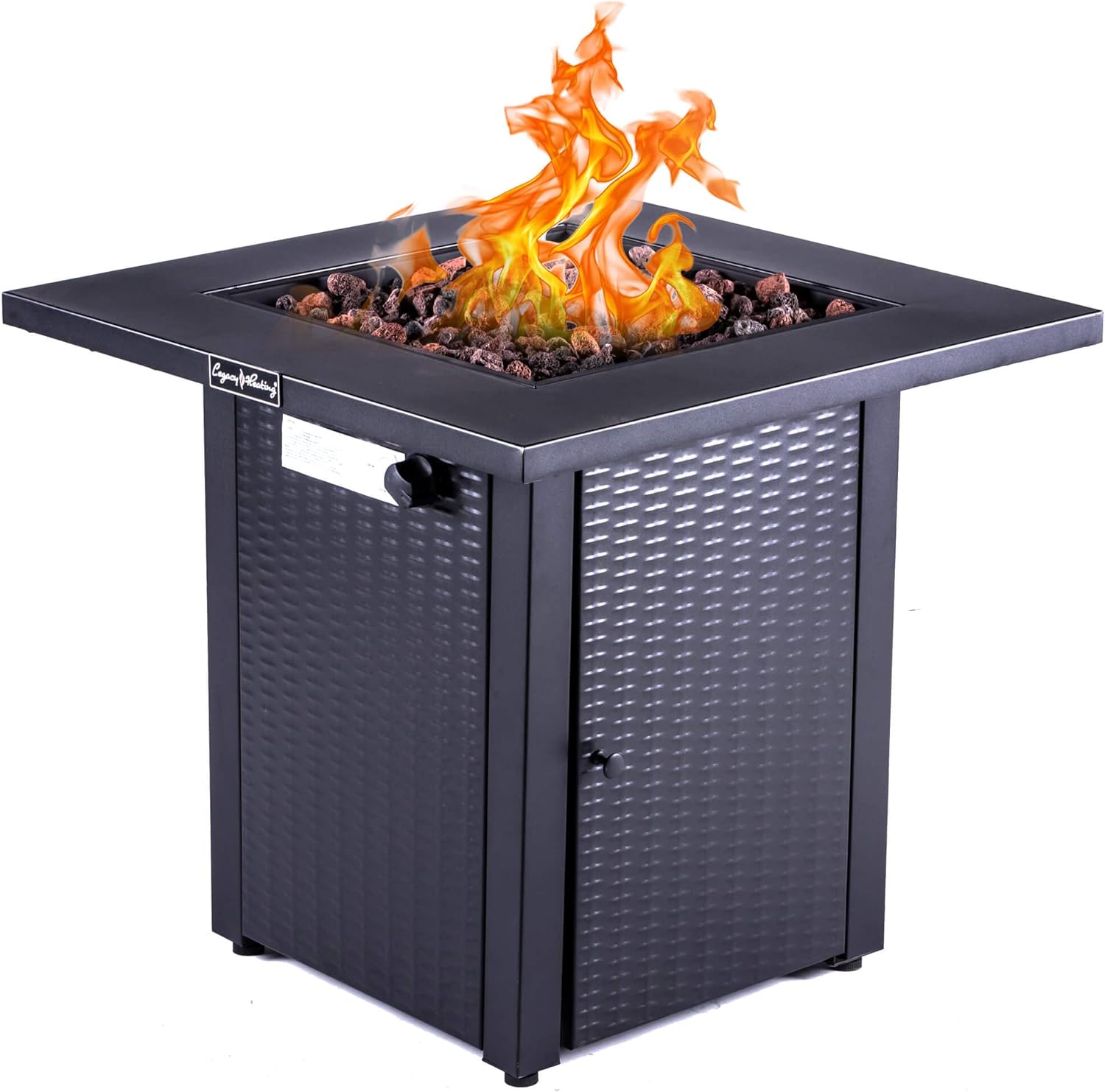 28&ldquo; Outdoor Gas Fire Pit Table Propane Fire Pits, 50000 BTU, with Lid, Rattan & Wicker-Look, Lava Stone, ETL Certification, Add Ambience to Gatherings and Party On Patio Deck Garden Backyard