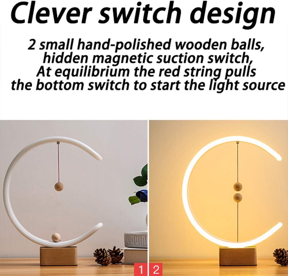 Heng Balance Lamp Switch on in mid-air USB Powered LED Table lamp Warm Eye-Care Designer Desk lamp ,Contemporary Soft Light Office Modern Home Dorm Bedside Gift lamp (Wood)