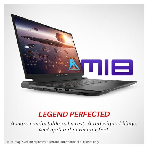 Alienware M18 Gaming Laptop, AMD Ryzen 9 7845HX, 32 GB DDR5 RAM, 2 TB SSD, NVIDIA GeForce RTX 4070, 18 FHD+ Display, Backlit Keyboard, Windows 11 Pro, Dark Metallic Moon, Black