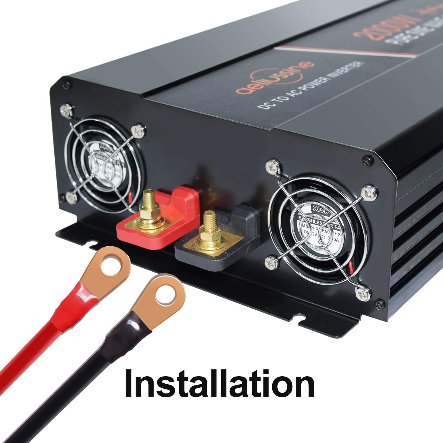 aeliussine Power Inverter 2000W Pure Sine Wave Inverter 12v DC to AC 120v Peak 4000 Watt Converter with LCD Display USB Charge Port for Car RV Boat Solar Power System.