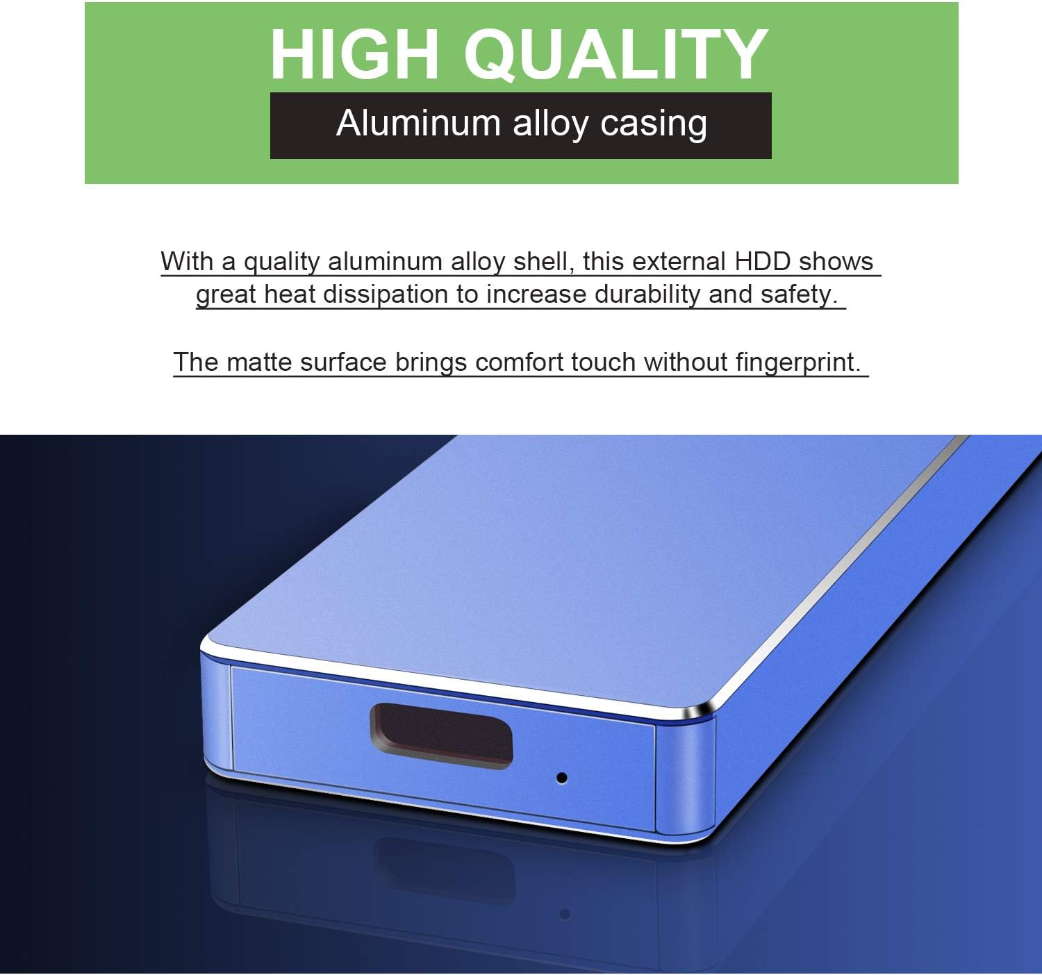 External Hard Drive, Portable Hard Drive External 1TB 2TB Sturdy Storage HDD Compatible with PC, Laptop and Mac (2TB, Black)