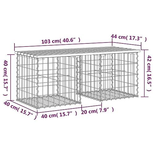 Patio Bench, Patio Bench Outdoor Bench Porch Bench Park Bench Suitable for Porch Living Room Bedroom Garage Gabion Design 40.6"x12.4"x16.5" Solid Wood Pine