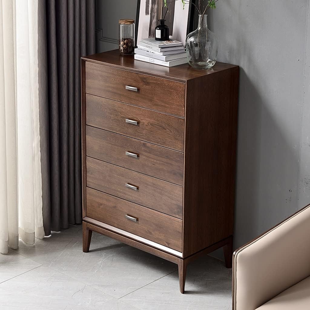 with 5 Drawers, Fabric Dresser, Organizer Unit, Storage Cabinet for Bedroom, Hallway, Entryway, Easy Pull Handle, 30.7 * 17.7 * 47.2 Inches (Walnut) (Walnut)
