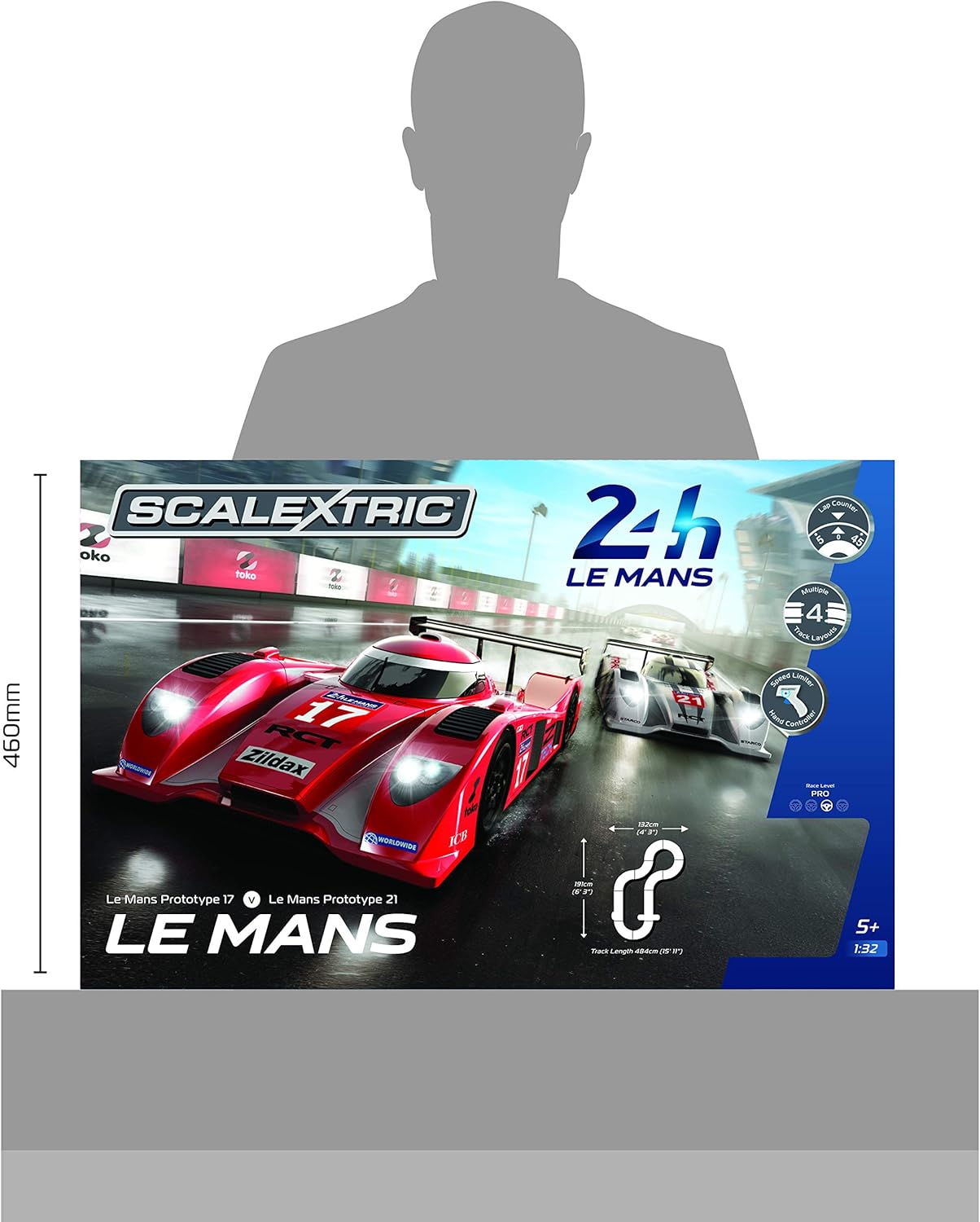 Scalextric C1368T 24 Hr Le Mans Sports Cars Slot Car Analog 1:32 Race Track Set, Red/White/Black