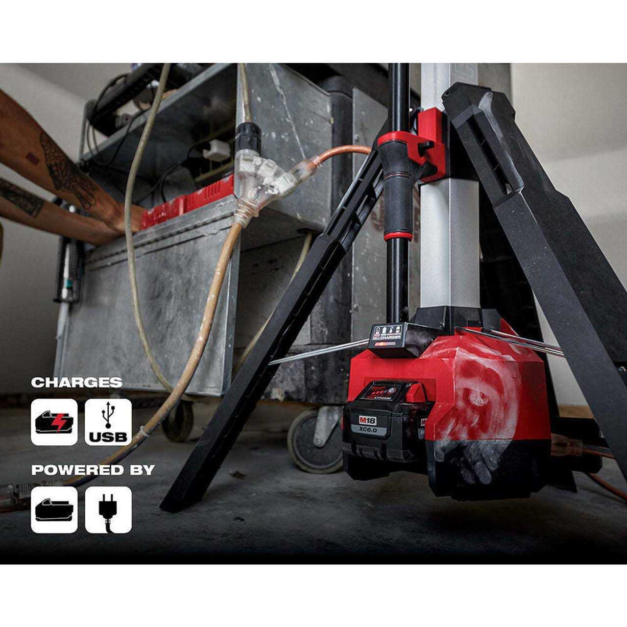 2136-20 Milwaukee M18 Rocket Tower Light/Charger - Shop Hardware Tools Online Store