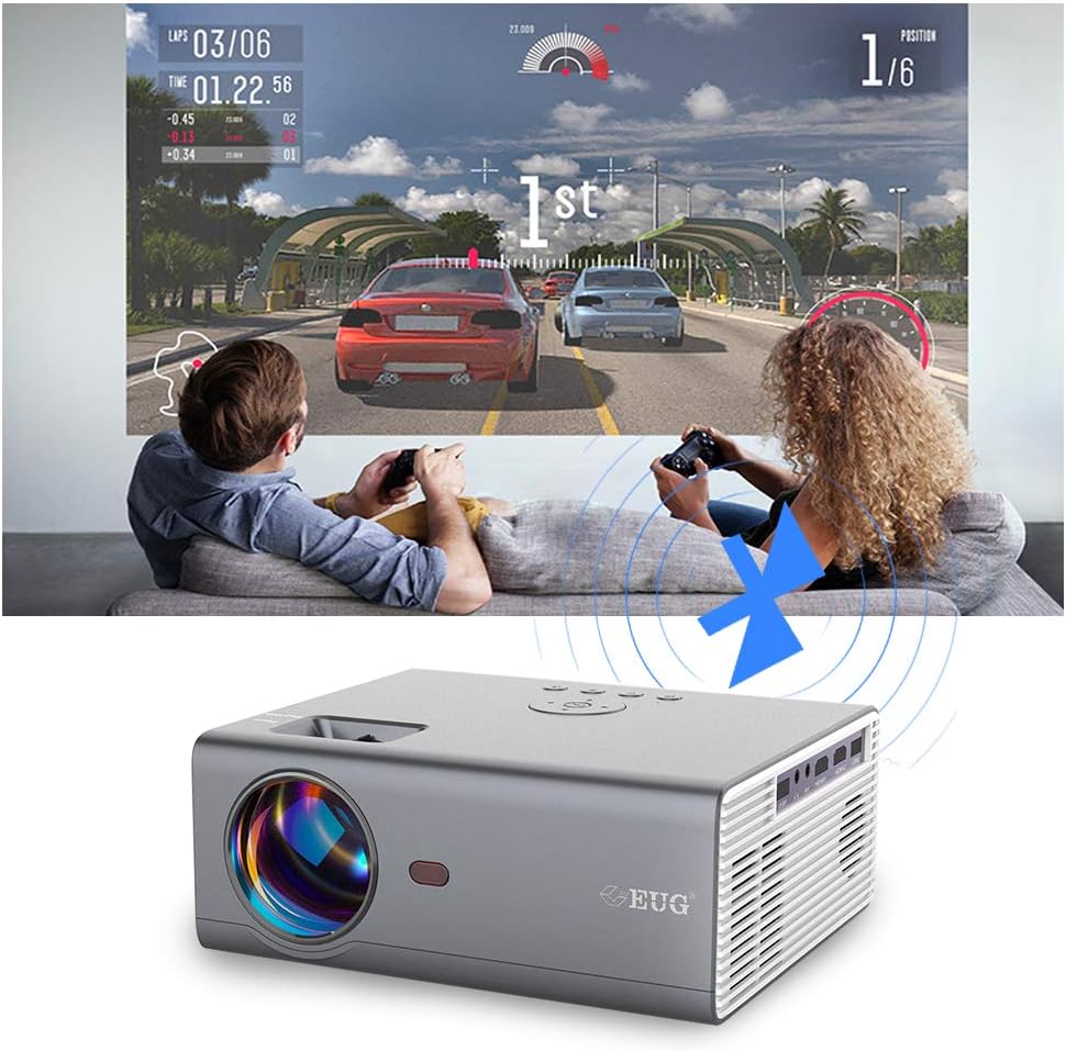 WiFi Projector with Bluetooth Home Theater Projector 1080P HD 7200 Lumens LCD Projector Support AirPlay HDMI USB VGA AV Audio Smart Wireless Projector for Sports Games Outdoor Movies Camping