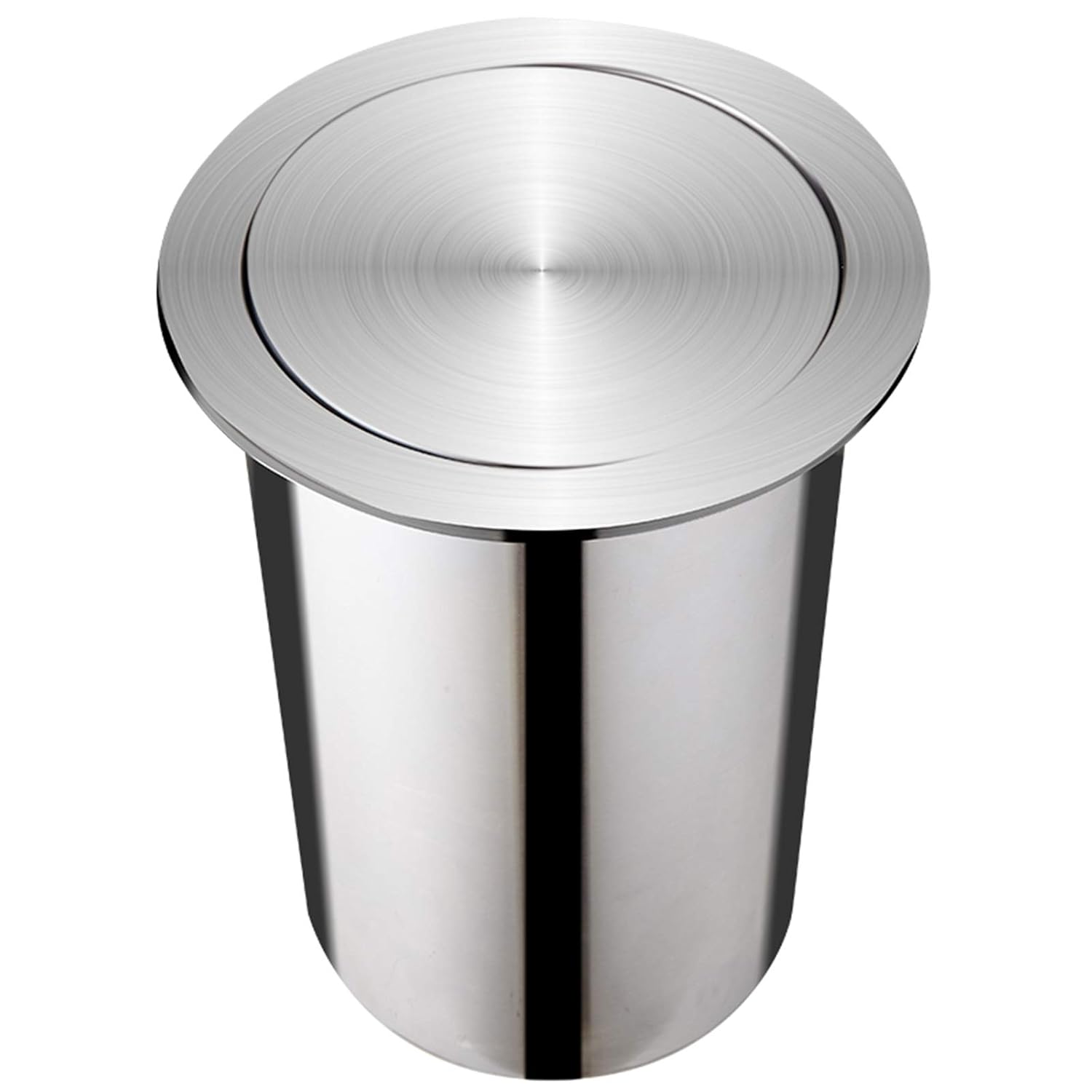 Built-In Round Countertop Trash Bin, Stainless Steel Trash Grommet with Balance Flap Cover for Kitchen Home Garbage Use