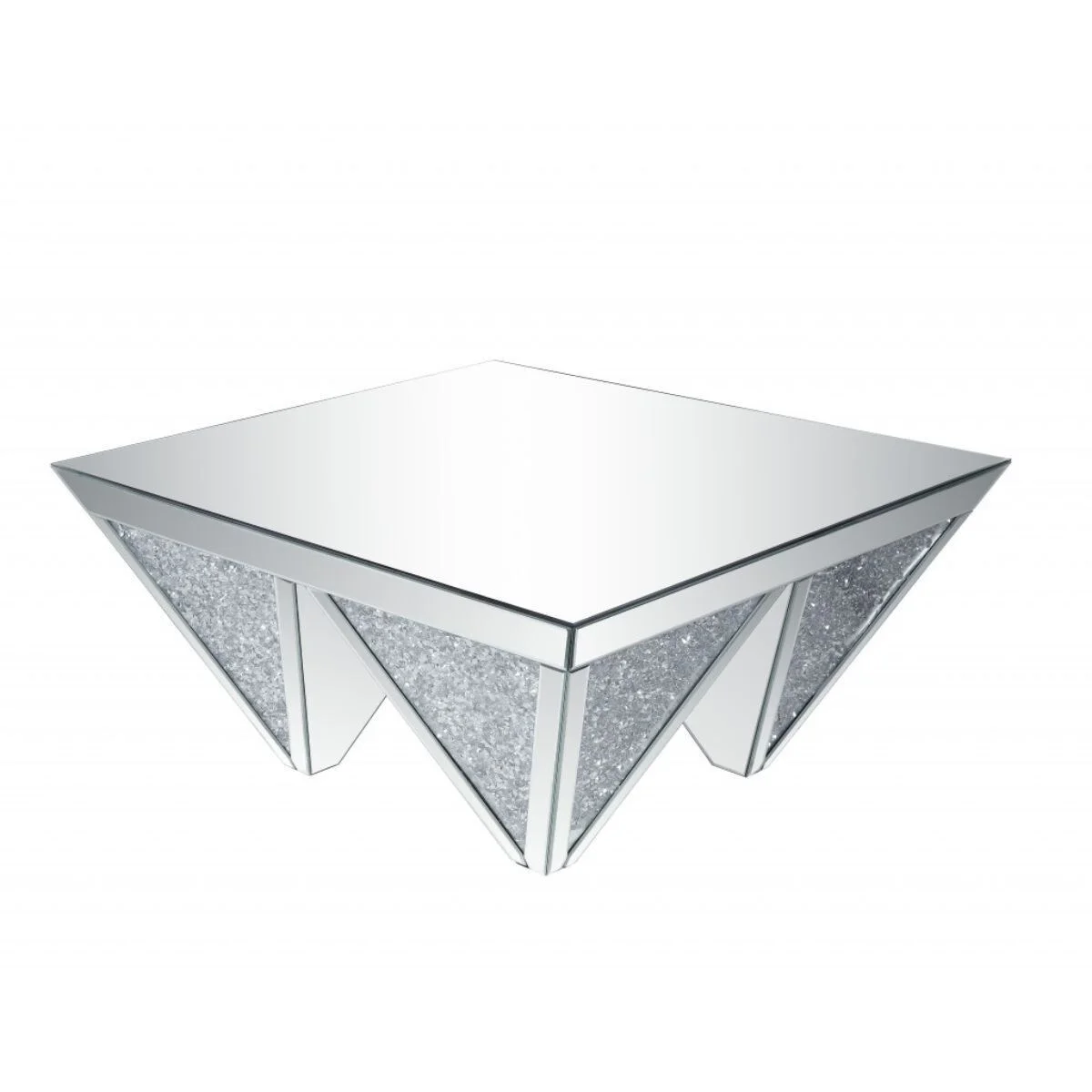 HomeRoots  37" Mirrored Mirrored And Manufactured Wood Square Mirrored Coffee Table - 37