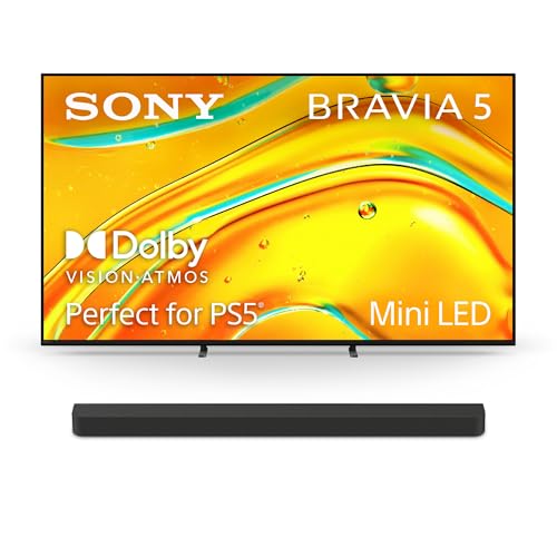 Sony BRAVIA 5 65 Inch TV, Mini LED, 4K Smart Google TV, XR Processor with AI Technology,120hz Television with Dolby Vision/Atmos, Exclusive Features for PlayStation?5, K-65XR50, 2025 Model