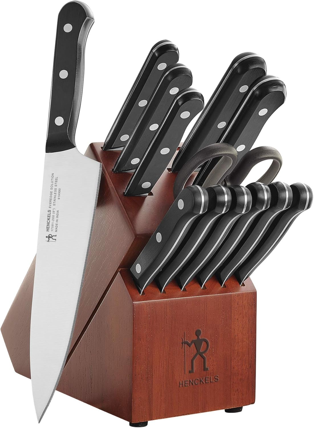 HENCKELS Everedge Solution Razor-Sharp 14-Piece Knife Set, Chef Knife, Bread Knife, Steak Knife, German Engineered Knife Informed by over 100 Years of Mastery