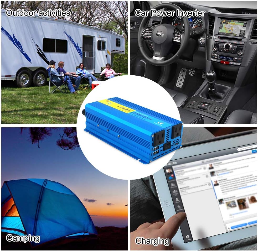Cantonape Pure Sine Wave Inverter 4000W Power Inverter 24V to 110V DC to AC with LED Display Remote Controller for Truck RV Home Solar System