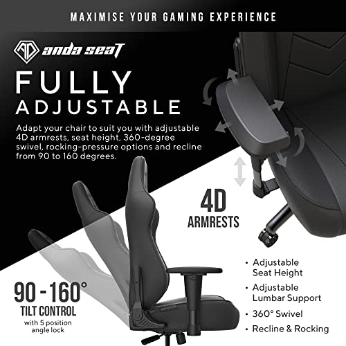 Anda Seat Kaiser 3 XL Gaming Chair for Adults - Ergonomic White Leather Gaming Chairs with Lumbar Support, Comfortable Office Chair with Neck Support - Heavy Duty Computer Chair Wide Seat Capacity