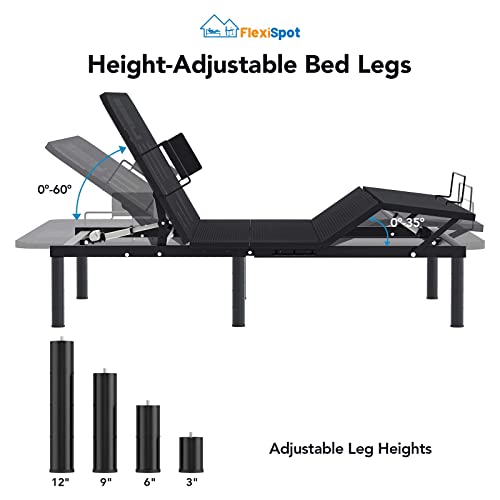 FLEXISPOT S3 Adjustable Bed Frame Base Full, Wireless, 5 Minutes Quick Assembly, Zero Clearance, Zero Gravity, Whisper Quiet Durable Motor, Mattress Holder.