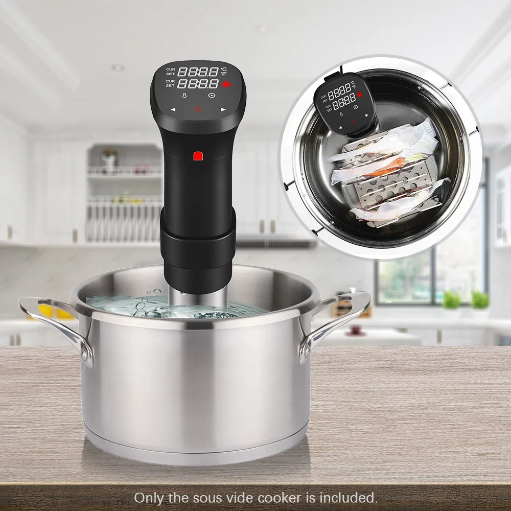 1100W Sous Vide Cooker Waterproof Quiet Cooking Machine with Accurate Time Control Display Screen Cookbook