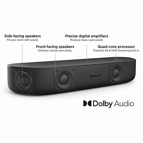 Roku Roku Streambar & Wireless Bass Wireless Bluetooth Remote Control App Control Standalone Streaming Media Player