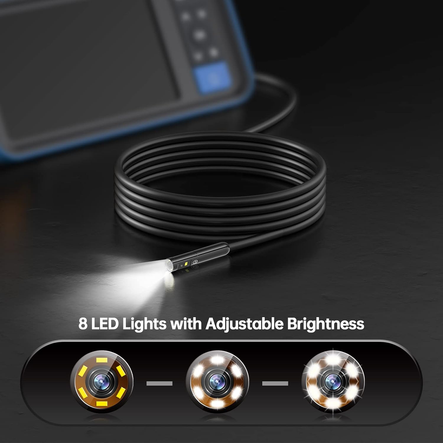 Triple Lens Endoscope Camera, Teslong 4.5 HD Snake Borescope Inspection Camera with Light, Flexible Automotive Scope Camera, Home Waterproof Fiber Optic Camera for Sewer Duct Drain Pipe (16.5ft)