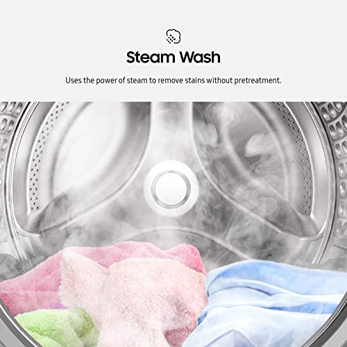 Samsung 2.2 Cu Ft Small Space Front Load Washer, 40 Minute Super Speed Washing Machine, Steam Wash Clothes, Self Cleaning, WW22K6800AW/A2