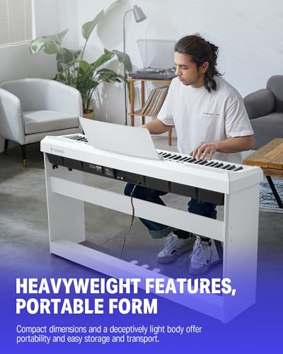 Donner DEP-20 Beginner Digital Piano 88 Key Full Size Weighted Keyboard, Portable Electric Piano with Furniture Stand, 3-Pedal Unit