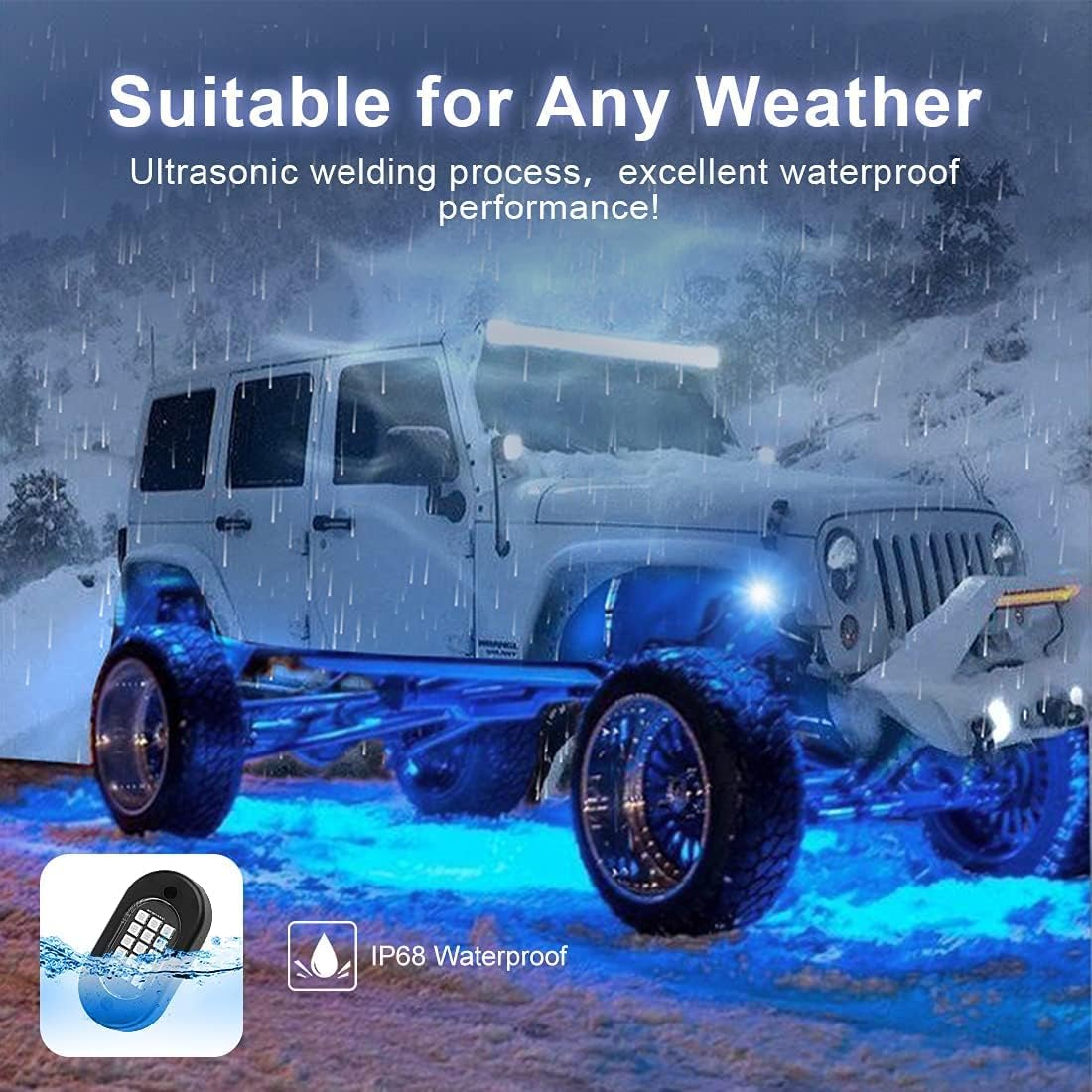 ROCBOC RGB LED Rock Lights, Underglow Lights for Trucks, Waterproof Car Neon Light Kit, with RF/APP Control Music Mode Timing Function for Jeep Off Road UTV ATV SUV (8 Pods)