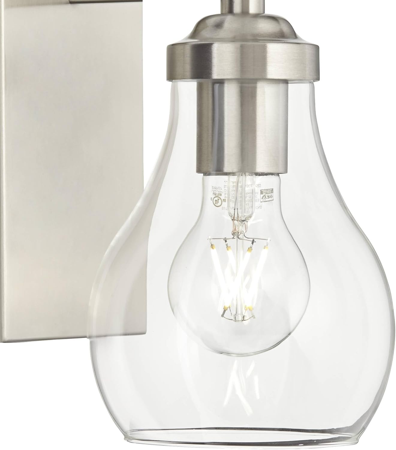 Possini Euro Design Danvers Modern Wall Light Sconces Set of 2 Brushed Nickel Hardwire 5" Fixture Clear Globe Glass for Bedroom Bathroom Mirror Vanity House Living Room Home Hallway Dining Kitchen