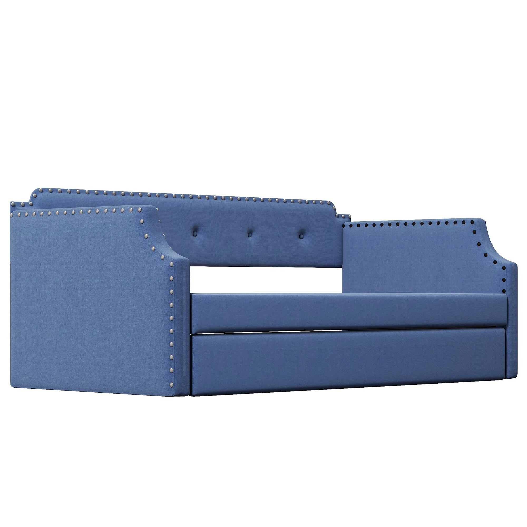 Nestfair  Twin Size Upholstered Daybed with Trundle Blue
