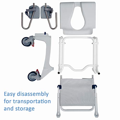 Aquatec Ocean Ergo XL Shower and Commode Chair with Collection Pan, Lid and Pan Support Guide Rail, OCEANERGOXL