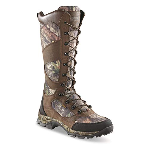 Guide Gear Country Pursuit Men’s 16" Snake Boots Leather Waterproof Hunting Shoes Mossy Oak Break-up Country