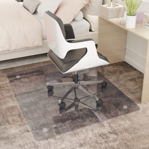Easly 46" x 55" Chair Mat for Carpet - Office Chair Mat - Tempered Glass Floor Mat for Home/Office/Carpet Clear Computer Floor Mat - with 4 Anti-Slip Pads