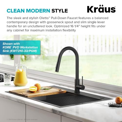 KRAUS Oletto Tall Modern Single-Handle Touch Kitchen Sink Faucet with Pull Down Sprayer in Spot Free Stainless Steel, KTF-3101SFS