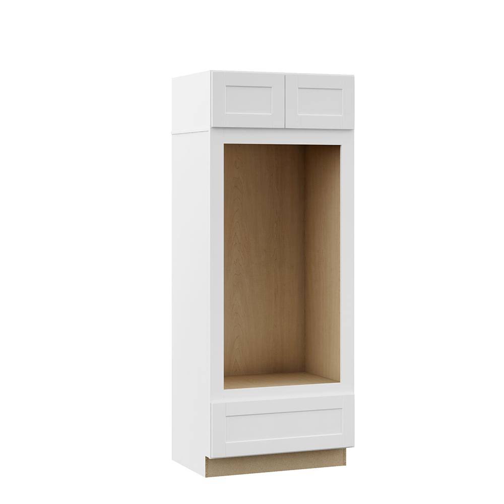 Hampton Bay Shaker Assembled 33x84x24 in. Double Oven Kitchen Cabinet in Satin White