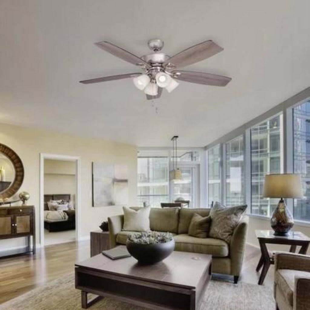 Harbor Breeze Notus 52 inch Brushed Nickel LED Indoor Ceiling Fan with Light Kit 5 Blade Damaged Box 41947
