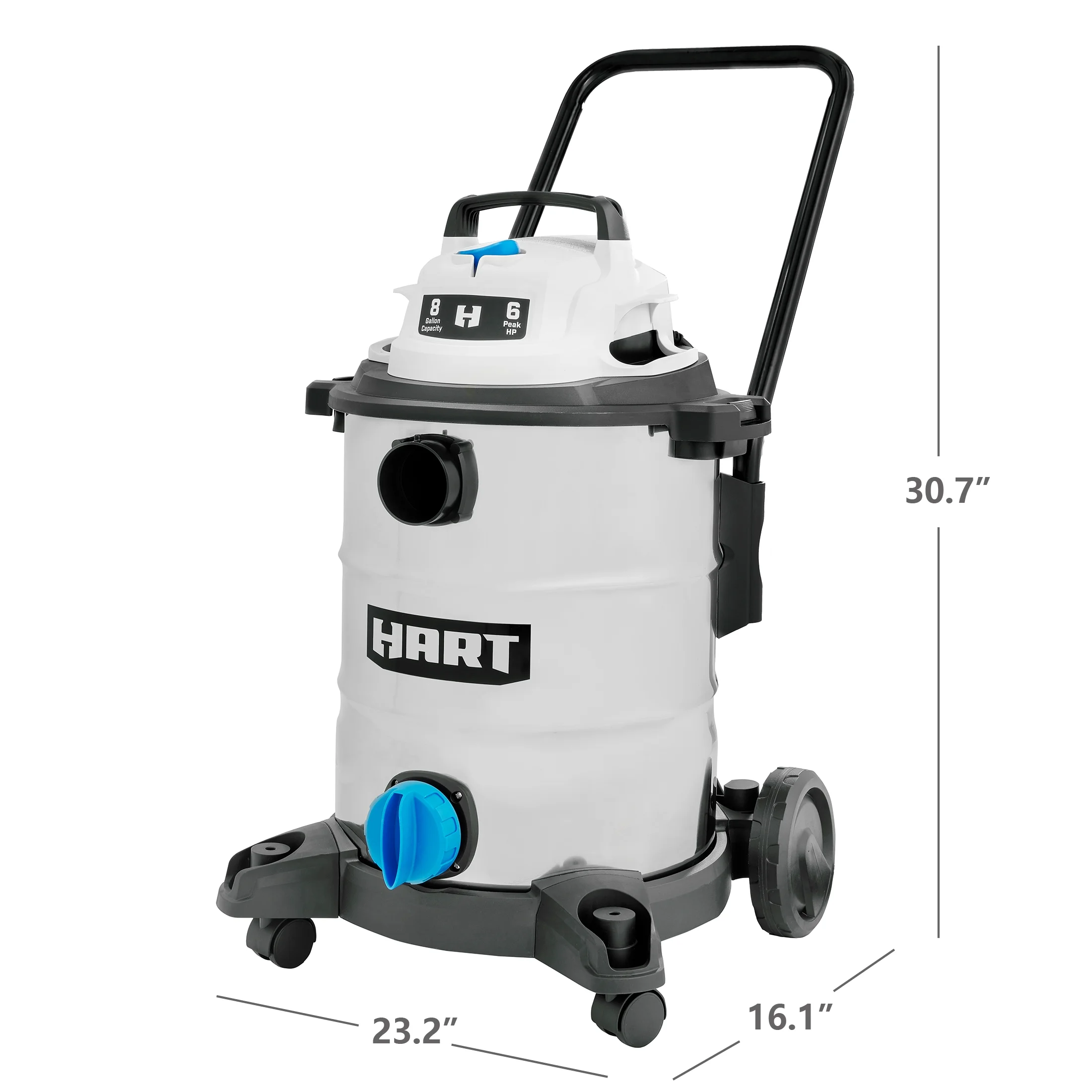 HART 8 Gallon 6 Peak HP Stainless Steel Wet/Dry Vacuum, VOC812SW 3701