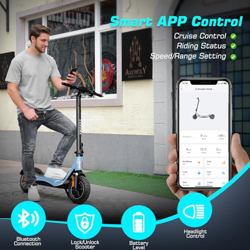 Caroma Electric Scooter Adults, 850W Motor, Max 36 Mph & 30-37 Miles Long Range, 10 Inch Run-Flat Tires, Folding E-Scooter with Dual Motor and Dual Brakes, Smart Control
