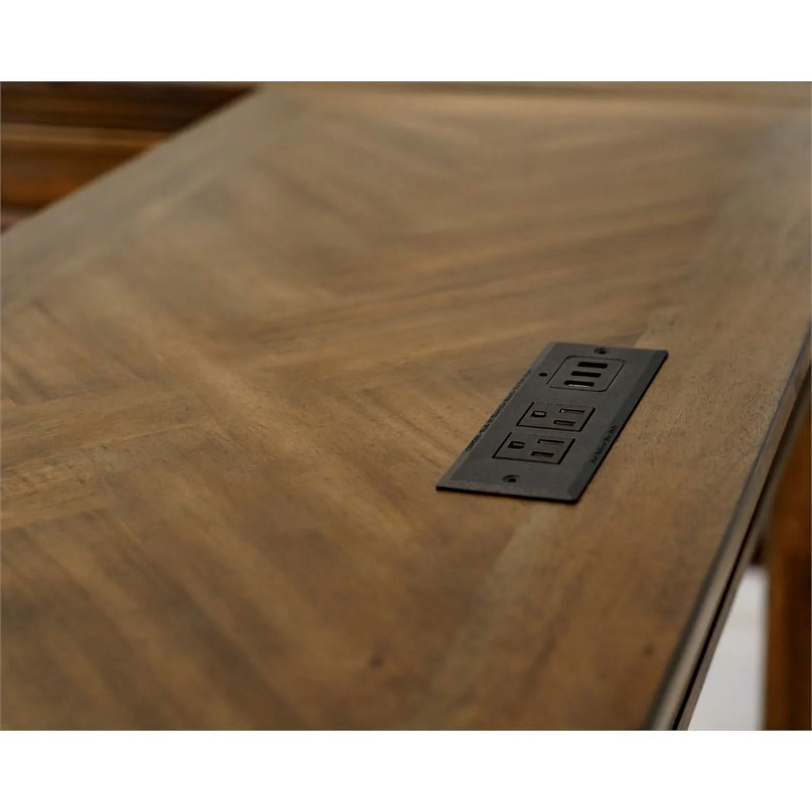 Martin Furniture Wood Open L-Desk & Return Writing Table in Natural Brown