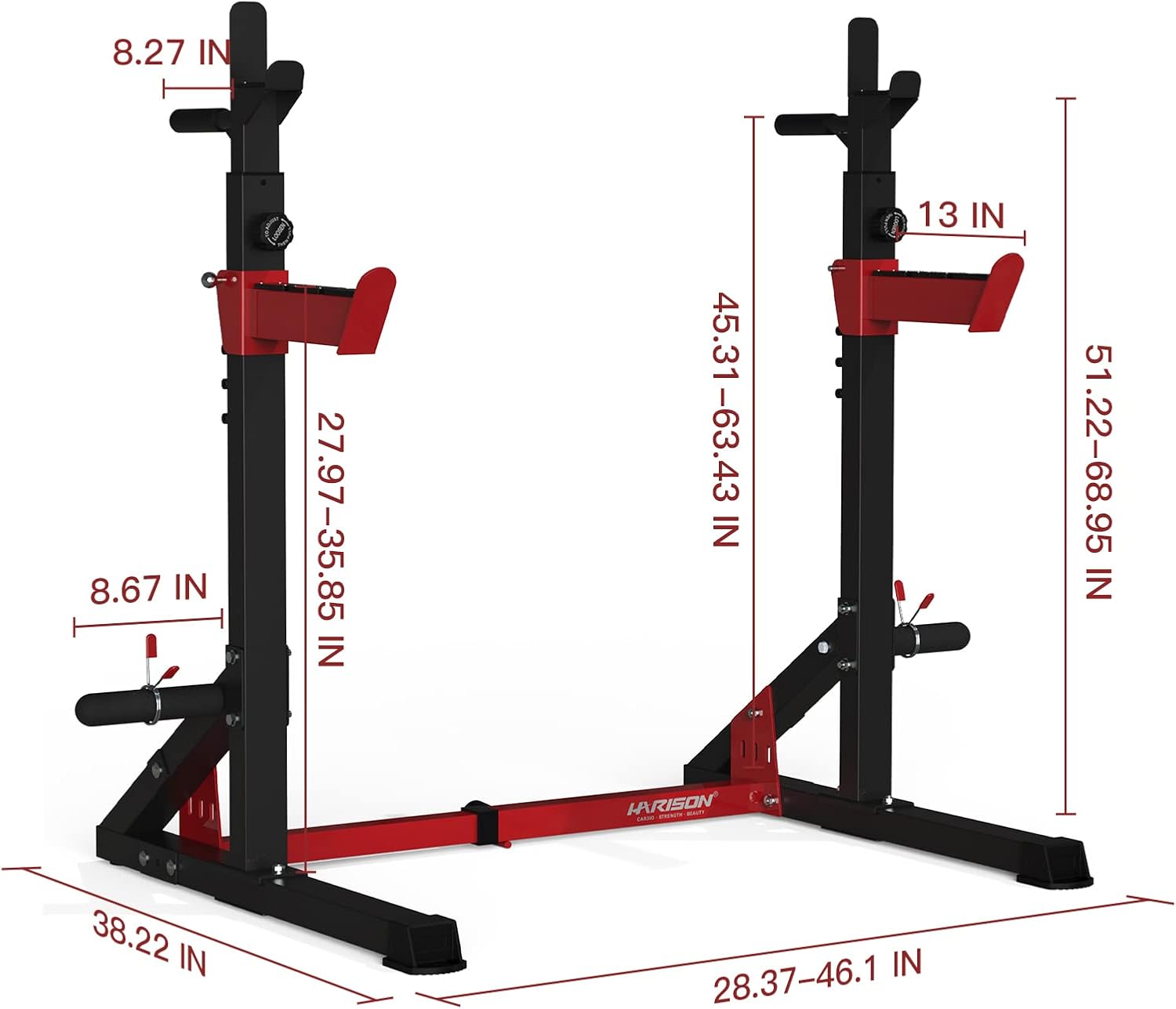 HARISON Squat Rack Adjustable Power Rack Heay Duty Bench Press Rack Stand Stable Dip Bar Station for Home Gym(HR-30812)