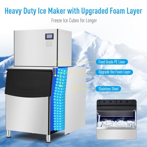 Zstar Commercial Ice Maker Machine, Freestanding Ice Maker Machine, Industrial Ice Machine