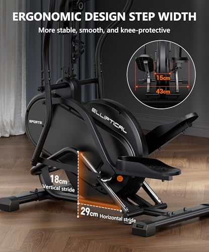 THERUN Elliptical Exercise Machine, 3-in-1 Cardio Climber Stepping Elliptical Machine for Home, Stair Stepper Elliptical Training Machines w/16 Levels Resistance, Pulse Sensor, LCD Monitor
