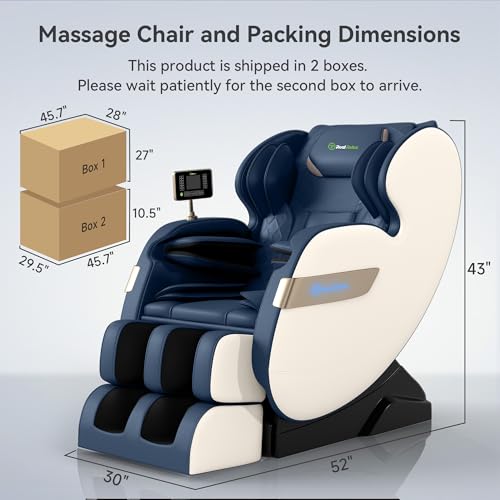 Real Relax 2025 Dual Core S Track Massage Chair,Full Body Airbags Massage Recliner,Zero Gravity with APP and LCD Control,Lower Back and Calf Heating,Foot Roller,Bluetooth,Home or Office Use,Black