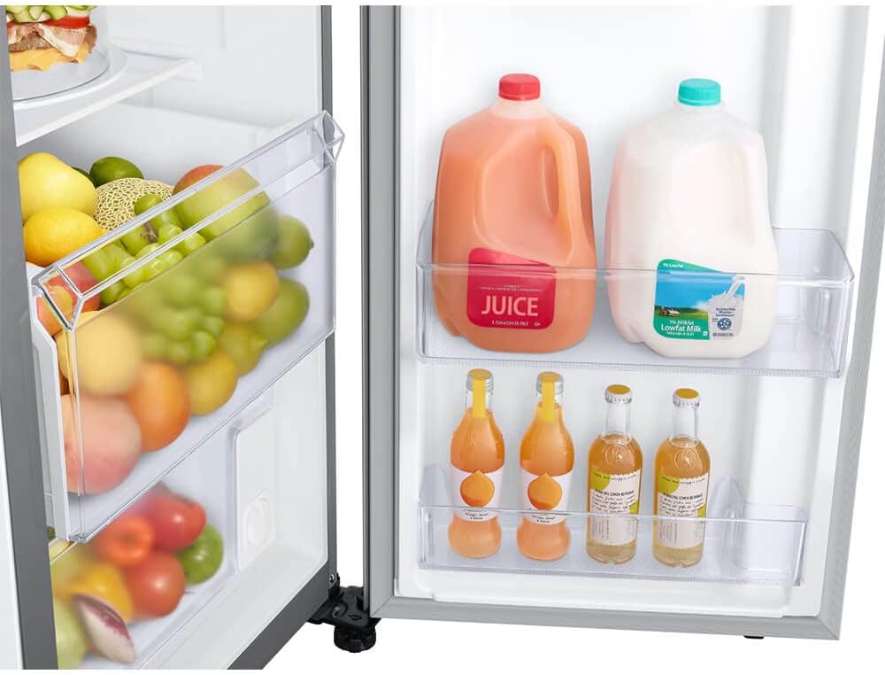 SAMSUNG 21.5 Cu Ft Side By Side Counter Depth Smart Refrigerator w/ 21.5” Touch Screen Family Hub, In-Door Ice Maker, Energy Star Certified, RF22t5561SR/AA, Fingerprint Resistant Stainless Steel